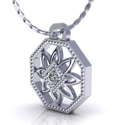 Sophia Women's Pendant *Moissanite With 10k/14k/18k White, Yellow, Rose Green Gold, Gold Plated & Silver* Flower Floral Woman Charm Necklace | Loni Design Group |   | Men's jewelery|Mens jewelery| Men's pendants| men's necklace|mens Pendants| skull jewelry|Ladies Jewellery| Ladies pendants|ladies skull ring| skull wedding ring| Snake jewelry| gold| silver| Platnium|