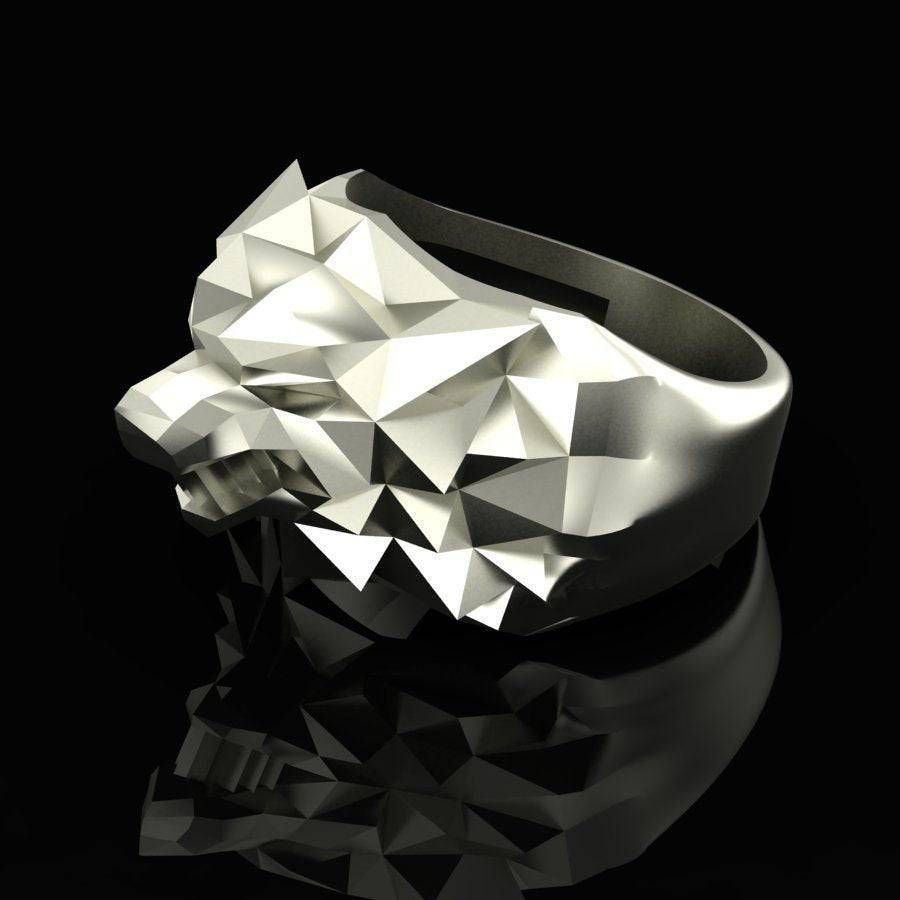 Accalia Wolf Ring *10k/14k/18k White, Yellow, Rose Green Gold