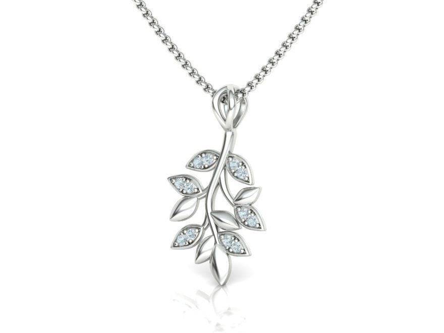 Shade Leaf Pendant *Moissanite With 10k/14k/18k White, Yellow, Rose, Green Gold, Gold Plated & Silver* Leaves Nature Branch Charm Necklace | Loni Design Group |   | Men's jewelery|Mens jewelery| Men's pendants| men's necklace|mens Pendants| skull jewelry|Ladies Jewellery| Ladies pendants|ladies skull ring| skull wedding ring| Snake jewelry| gold| silver| Platnium|