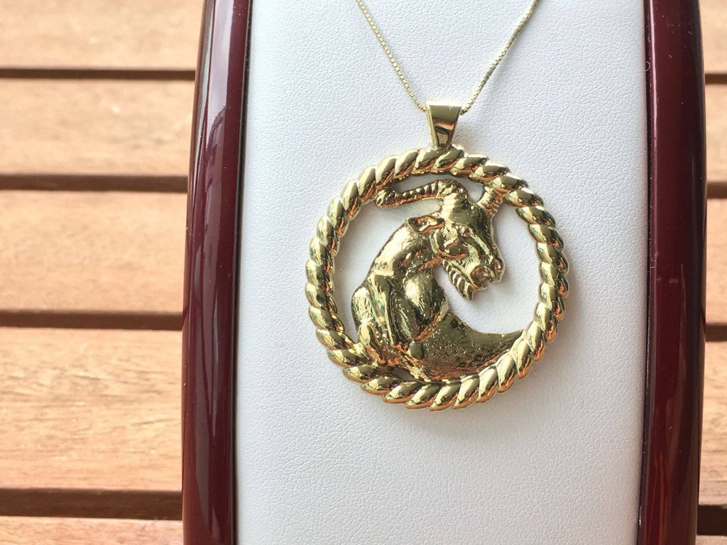 Ambitious Capricorn Pendant *10k/14k/18k White, Yellow, Rose, Green Gold, Gold Plated & Silver* Zodiac Horoscope Astrology Charm Necklace | Loni Design Group |   | Men's jewelery|Mens jewelery| Men's pendants| men's necklace|mens Pendants| skull jewelry|Ladies Jewellery| Ladies pendants|ladies skull ring| skull wedding ring| Snake jewelry| gold| silver| Platnium|