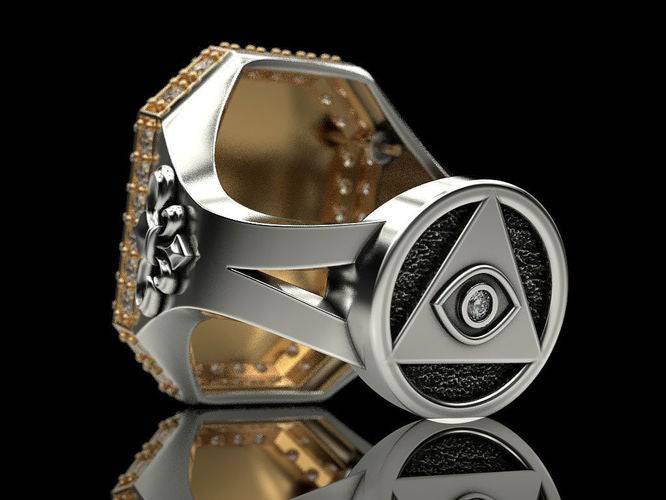 Custom Masonic Lion Ring - Genuine Diamonds Upgrade - Size 60 | Loni Design Group | Engagement Rings  | Men's jewelery|Mens jewelery| Men's pendants| men's necklace|mens Pendants| skull jewelry|Ladies Jewellery| Ladies pendants|ladies skull ring| skull wedding ring| Snake jewelry| gold| silver| Platnium|